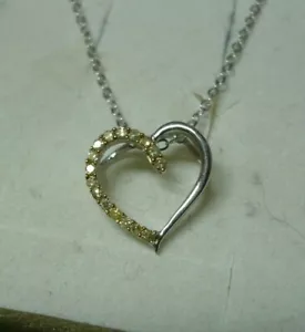 Yellow Diamond Heart Necklace 20" 16 diamonds .15tcw MSRP$783 - Picture 1 of 8