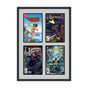 Wood Comic Book Frame for 4 Current/Modern Comics Showcase UV Protected Glass - Picture 1 of 3