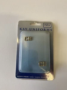 CB polished 3/8 Letters Collar Pins Insignia Police Nickel Sheriff 2 Sets - Picture 1 of 2