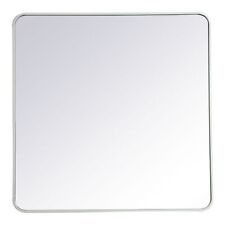 Elegant Decor Evermore 36x36" Soft Corner Metal Rectangular Mirror in White