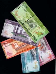 SRI LANKA 20 +50 + 100 + 500 + 1000  RUPEES 2010 + 2015  P-123 - 127    VF - Picture 1 of 4
