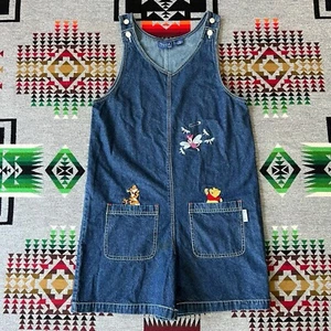 Vintage Winnie The Pooh Overalls Denim Jumper Women’s Size Medium Blue 90s B6 - Picture 1 of 14