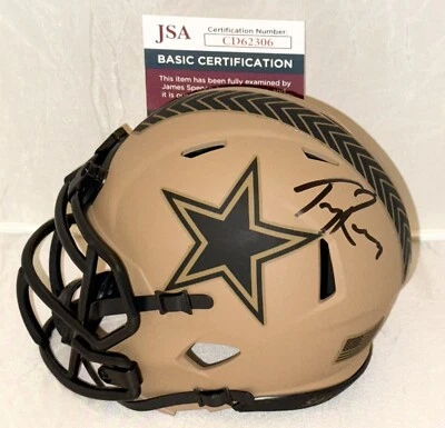 Minicasco firmado por Tony Romo Dallas Cowboys Salute To Service JSA Foto 1 de 2