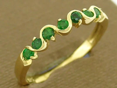 Anillo Banda Eternidad Onda Oro Sólido Real Gemas - Tamaño Personalizado en Aniversario 9K Foto 1 de 3