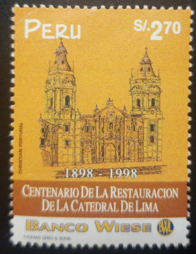 O) 1998 PERU, ARCHITECTURE. RESTORATION OF THE CATHEDRAL OF LIMA, SC 1186, BANCO - Image 1 of 1