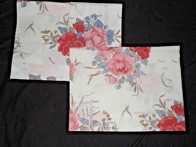 VINTAGE CANNON MONTICELLO PINK RUST BLUE FLORAL (2) STANDARD PILLOWCASES 21X30 - Image 1 of 4