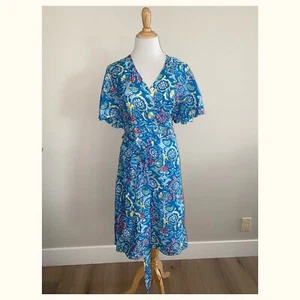 J. McLaughlin Bells Beach Neo Sanibel Wrap Dress Modal/Silk Blue Size Small - Picture 1 of 5