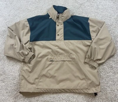 复古 Y2K Lee 夹克大号休闲系列雨风 1/4 拉链棕褐色绿色 — 第 1/4 张图片