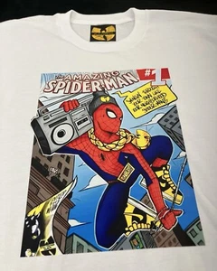 White Wu-Tang Spiderman Collab, Protect Ya Neck Lyrics Comic Tee Size XL - Picture 1 of 4
