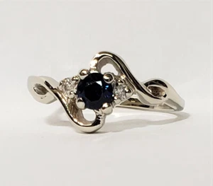 Saphir und Diamant Ring 14K Weißgold Ring Größe 6,5 - Bild 1 von 5