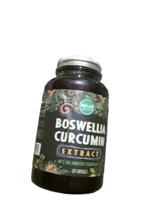 CURCUMIN BOSWELLIA Extract 120 capsules  ANTI-INFLAMMATORY Vegan Made In USA - Picture 1 of 3