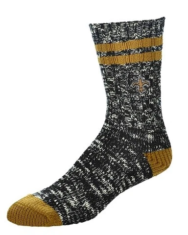 New Orleans Saints NFL For Bare Feet Men's Alpine Soft Crew Socks-SZ LARGE Cover