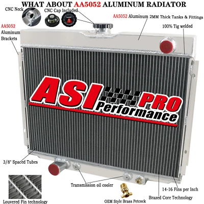 3 ROW Aluminum Radiator For 1967-70 Ford Mustang/Cougar/Fairlane/Falcon/LTD V8 Foto 1 de 4