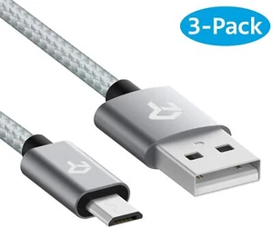 Rankie Micro USB Cable High Speed Data and Charging, Nylon Braided, 3-Pack 3FT - Zdjęcie 1 z 5