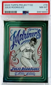 2022 Topps Project 100 Julio Rodriguez By Mister Cartoon RC #78 PSA 8 🔥 Low Pop - Picture 1 of 3