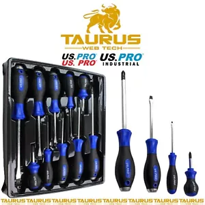 10PC US PRO Screwdriver Set PHILIPS & SLOTTED Garage DIY Workshop UK FREE P&P - Picture 1 of 4