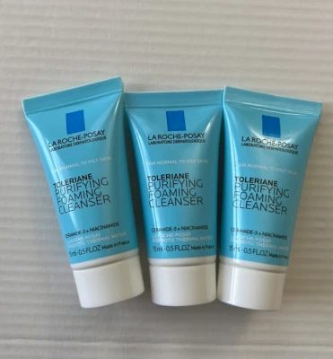 3 FOAMING Cleanser La Roche Posay Toleriane Purifying 15 mL Each Tot 45ml   - Image 1 of 3