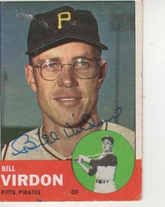 Bill Virdon Sigtned 1963 topps #55 - piratas de Pittsburgh - Imagen 1 de 1