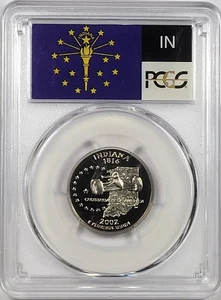 2002 - S Clad Washington Quarter - Indiana - PCGS PR69DCAM - Flag Series - Picture 1 of 2