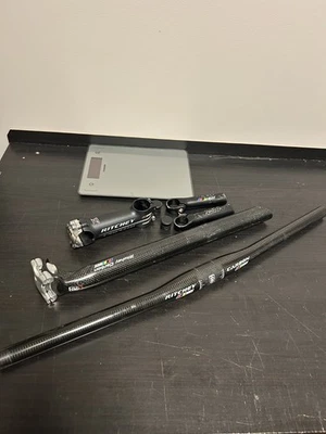 Ritchey WCS Carbon Set Handlebar Stem Seat Post Bar Ends Black - Image 1 of 4