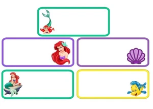 30 Little Mermaid Theme Personalized Name Label Waterproof Stickers Kids Gift - Picture 1 of 5