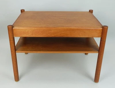 Vintage Danish Modern Side Table With 2 Shelves 1960s - Image 1 of 4