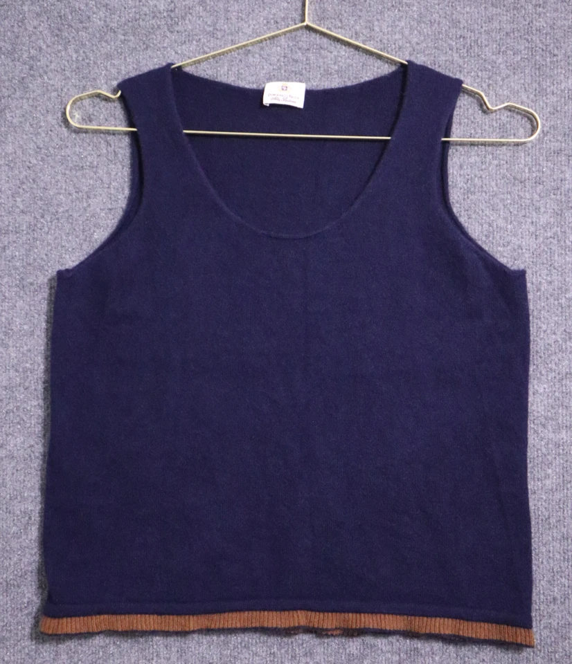 Domenico Vacca Shirt Women Small Blue 100% Cashmere Tank Top Scoop Neck EUC - Image 1 of 4