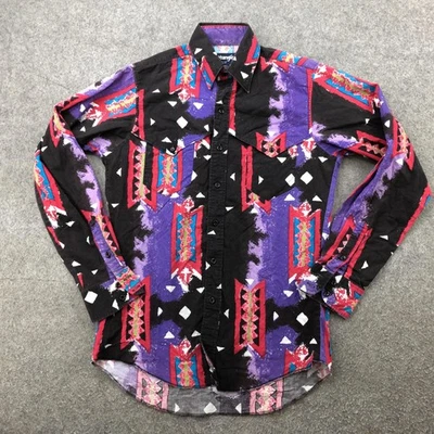 Vintage Wrangler Shirt Mens Medium 15-34 Western Cowboy Aztec Geometric Rodeo - Image 1 of 4