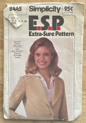 Simplicity 8445 Misses Jacket Unlined Blazer Pattern 10-14 *Uncut* Vintage - Image 1 of 3