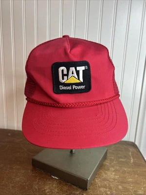 Sombrero de camionero eléctrico diésel gato vintage Snapback Tonkin Caterpillar rojo con licencia Foto 1 de 4