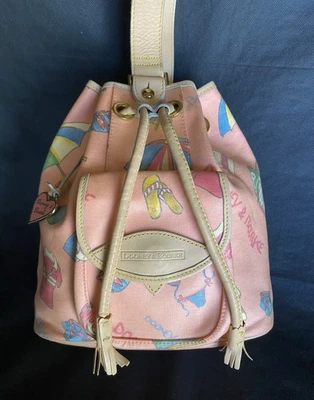 Vtg DOONEY BOURKE Pink Miami Beach RARE Drawstring Bucket Sling Backpack Bag - Image 1 of 4