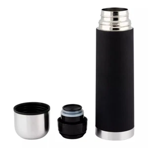 500ml Stainless Steel Vacuum Flask, Rubber Grip, Black, Insulated, Hot & Cold - Picture 1 of 2