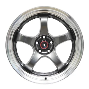 18 X 9.5 Inch Gunmetal Machine Lip Wheels Rim 5x100 Wheel ET 20 CB 73.1 - Picture 1 of 8