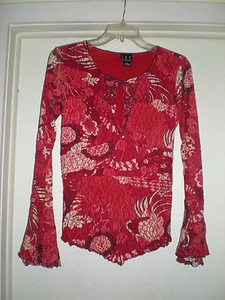 Women's International Concepts Long Bat Sleeve Scoop Neck Blouse Medium - Picture 1 of 4