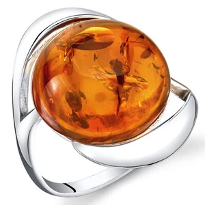 Baltic Amber Swirl Engagement Ring in Sterling Silver Sizes 5 to 9 - Picture 1 of 2