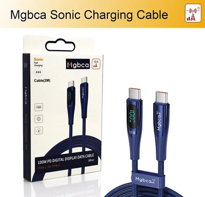 Mgbca Nylon Sonic Fast Charge USB-C Cable For Galaxy S24/S23/S22 , 100W Display - Image 1 of 4