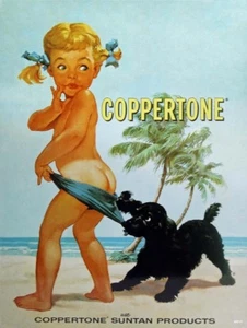 Coppertone Girl Suntan Lotion Vintage Style Ad Metal Sign - Picture 1 of 1