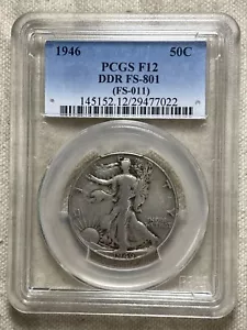 1946 50c Walking Liberty Half Dollar FS-801 DDR PCGS F12 FS-011 Scarce - Picture 1 of 8
