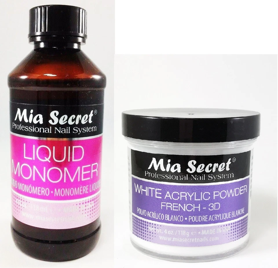 Monómero líquido Mia Secret 4 oz y polvo acrílico BLANCO 4 OZ Foto 1 de 1