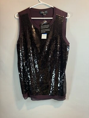 NUEVO CON ETIQUETAS $109 Jones Colección Nueva York Púrpura Sin Mangas Lentejuelas Suéter Chaleco Talla XL Foto 1 de 4