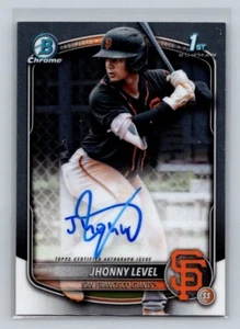TARJETA DE NOVATO JHONNY LEVEL 2025 BOWMAN CROMADA PRIMER AUTÓGRAFO GIGANTES DE SAN FRANCISCO - Imagen 1 de 2