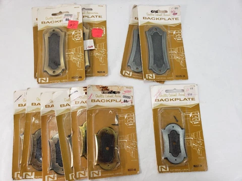 Lot Of 12 Vintage Cabinet Drawer Door Knob Back Plates New Old Stock Cover