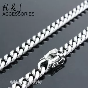 24"MEN Stainless Steel 7x3mm Silver Miami Cuban Curb Link Chain Necklace - Picture 1 of 3