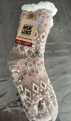 MUK LUKS Womens Cabin Socks L/XL 8-10 Multi-Color Warm and Cozy- Slip Resistant - Image 1 of 4
