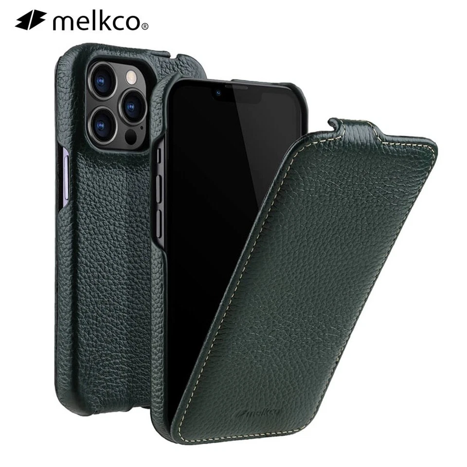 Orignal Melkco 真皮翻盖外壳 适合 iPhone 16 Pro Max 15 垂直保护套 — 第 1/4 张图片