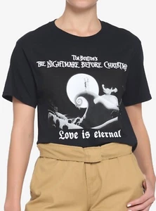 Disney Nightmare Before Christmas Girls Crop Shirt Jack Sally Love NEW 2XL - Picture 1 of 2