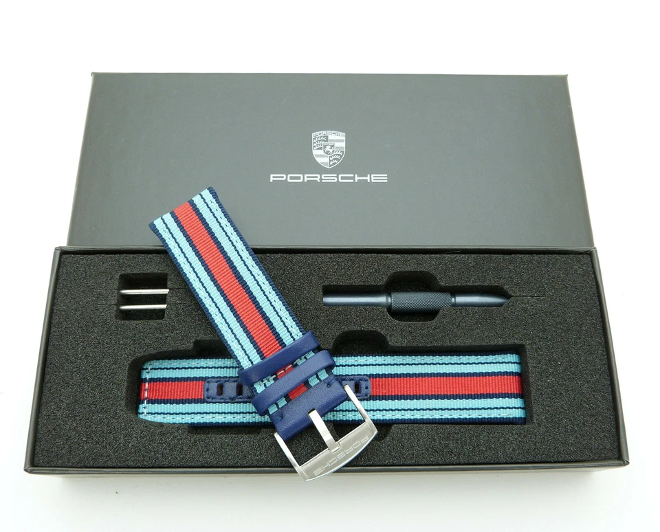 Ersatzband 22 mm MARTINI RACING für Armbanduhr blau rot PORSCHE WAP0700710GETB