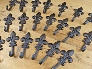 100 Cast Iron Fleur De Lis Coat Hooks Hook Hall Tree Hat Wholesale Lot Of 100 - Picture 1 of 9