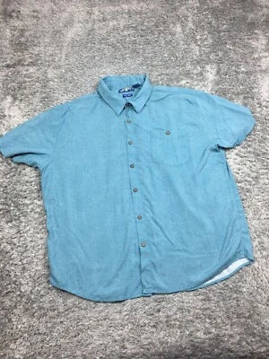 Camisa hawaiana con botones Campia Moda para hombre talla 2XL azul floral manga corta Foto 1 de 4