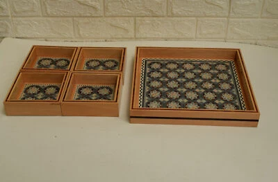 Handmade Tray Set, Candy Snacks Nuts Wood Serving Tray Set Platter, Home Décor - Image 1 of 4